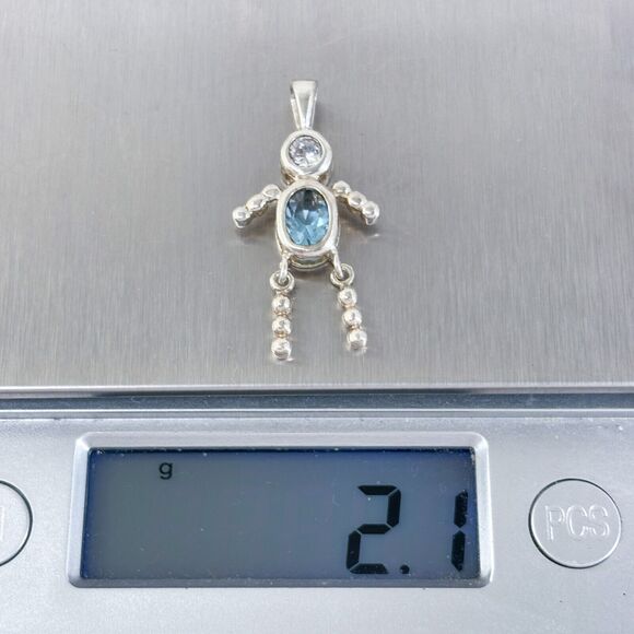 Vintage Sterling Silver 925 Blue Boy Charm Pendant - Picture 6 of 7
